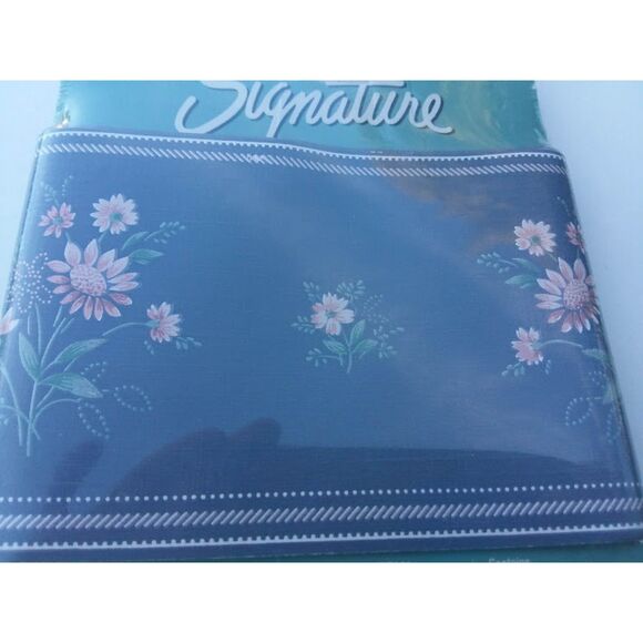 Vintage Signature Wallpaper Border Navy Pink Flowers 5 yards Cottage Core - Picture 3 of 5